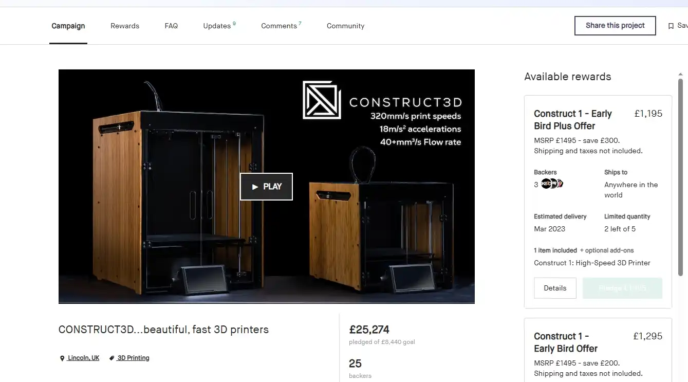 Kickstarter screenshot A screenshot of our Kickstarter homepage